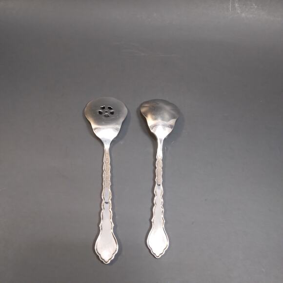 Vtg Oneida Community CELLO Burnished Stainless Sugar Shell Spoon & Jelly Server - Picture 5 of 7
